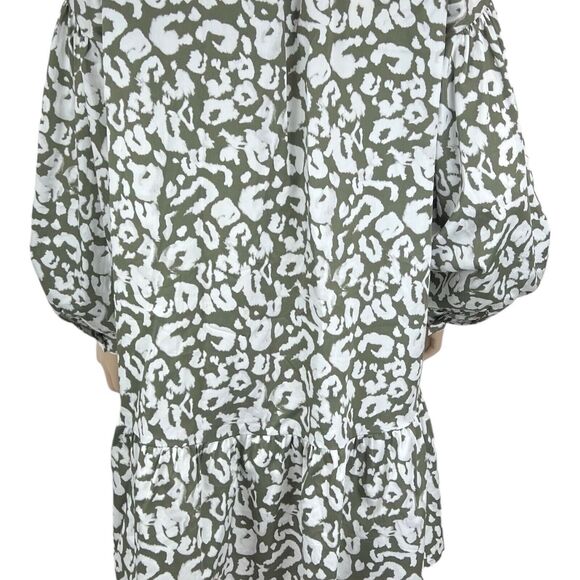 Elizabeth & James Oversize Ruffled Button Front Shirt Dress XS Sage Green Print - Picture 7 of 11